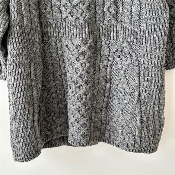 Kilronan Knitwear 100% Pure Merino Wool Gray Cardigan Made In Ireland - Picture 13 of 16